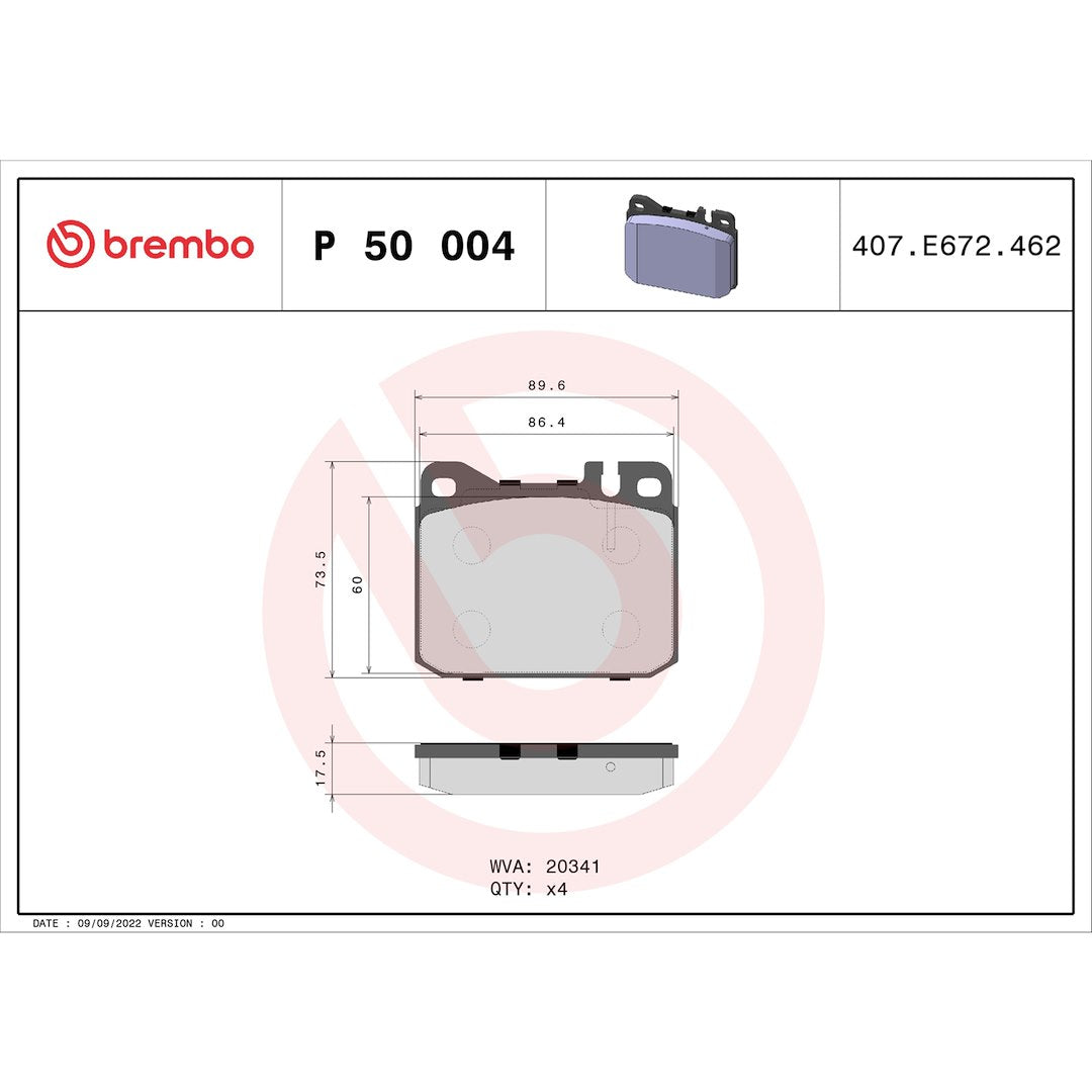 Brembo Premium Low-Met OE Equivalent Pad Brake Pad P50004 - Disc Set