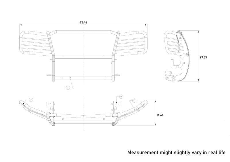 Black Horse 17GT25MA-PLB Grille Guard