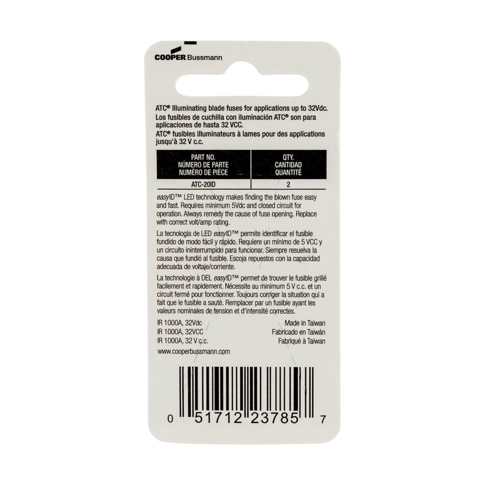 Bussmann Designed For Easy Retail Selling Fuse BP/ATC-20ID - 2PK BP ATC20 ID