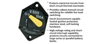 Egis Mobile Made In USA Circuit Breaker 4707-100 - 87 Series 100 Panel Mount
