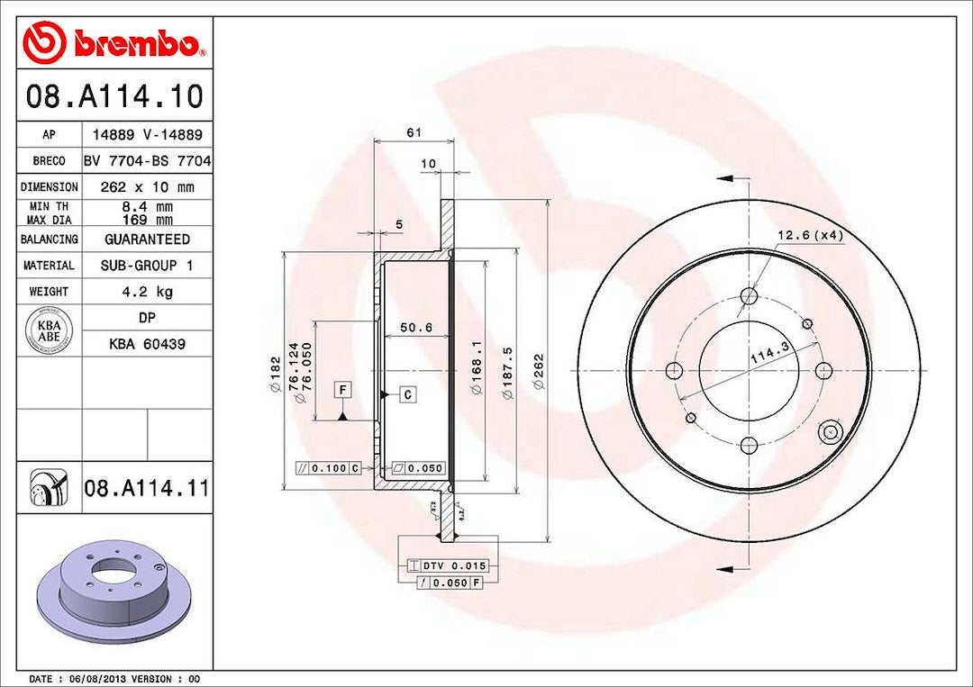 Brembo Components Not Hazardous To Health Brake Rotor 08A11411C02 - Disc