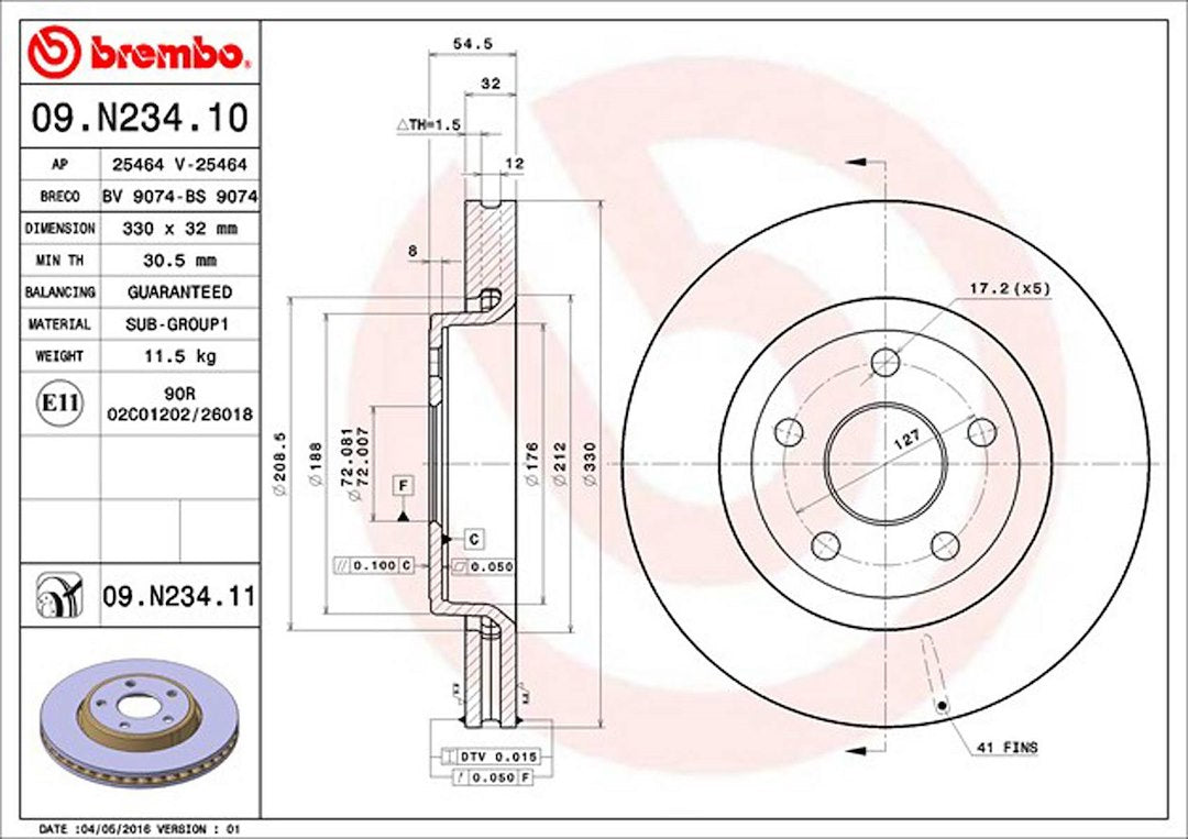Brembo Components Not Hazardous To Health Brake Rotor 09N23411C02 - Disc