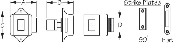 SEA DOG No Supplier Warranty Drawer Latch 225310-1 - Push Button Rim Square
