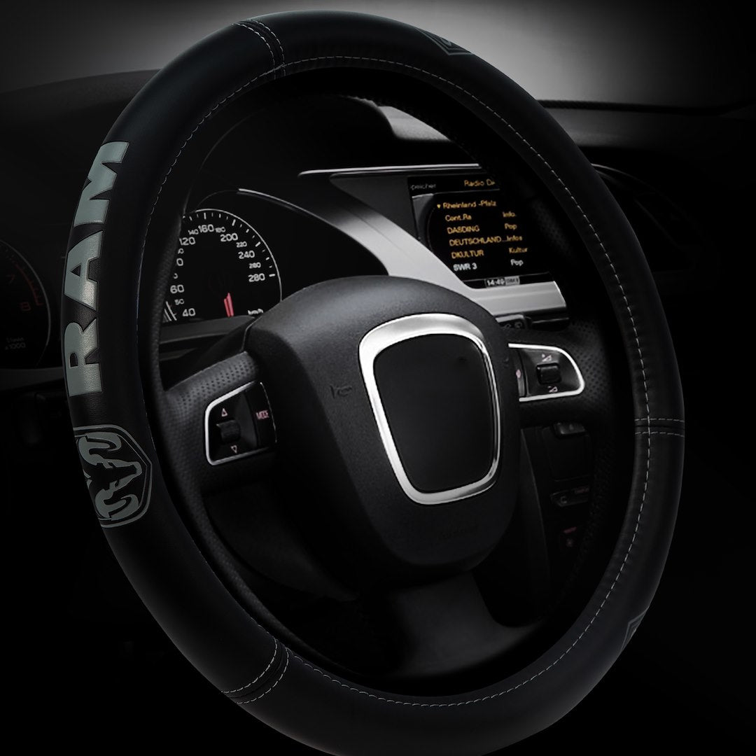 Plasticolor Comfortable Leather-Like Feel Steering Wheel Cover 006789R01 - Ram Truck Sized Swc