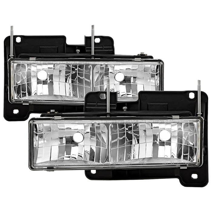 Spyder Made With OEM Standard Quality Headlight Assembly 5012388 - Chrome Crystal Lights