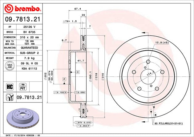 Brembo 09781321C02 Brake Rotor