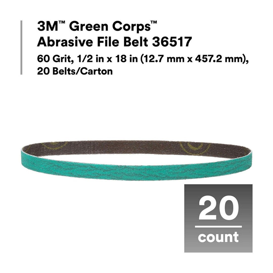 3M Resin Bonded For Heat Resistance Sandpaper 36517 - Green Corps Abrasive File Belt