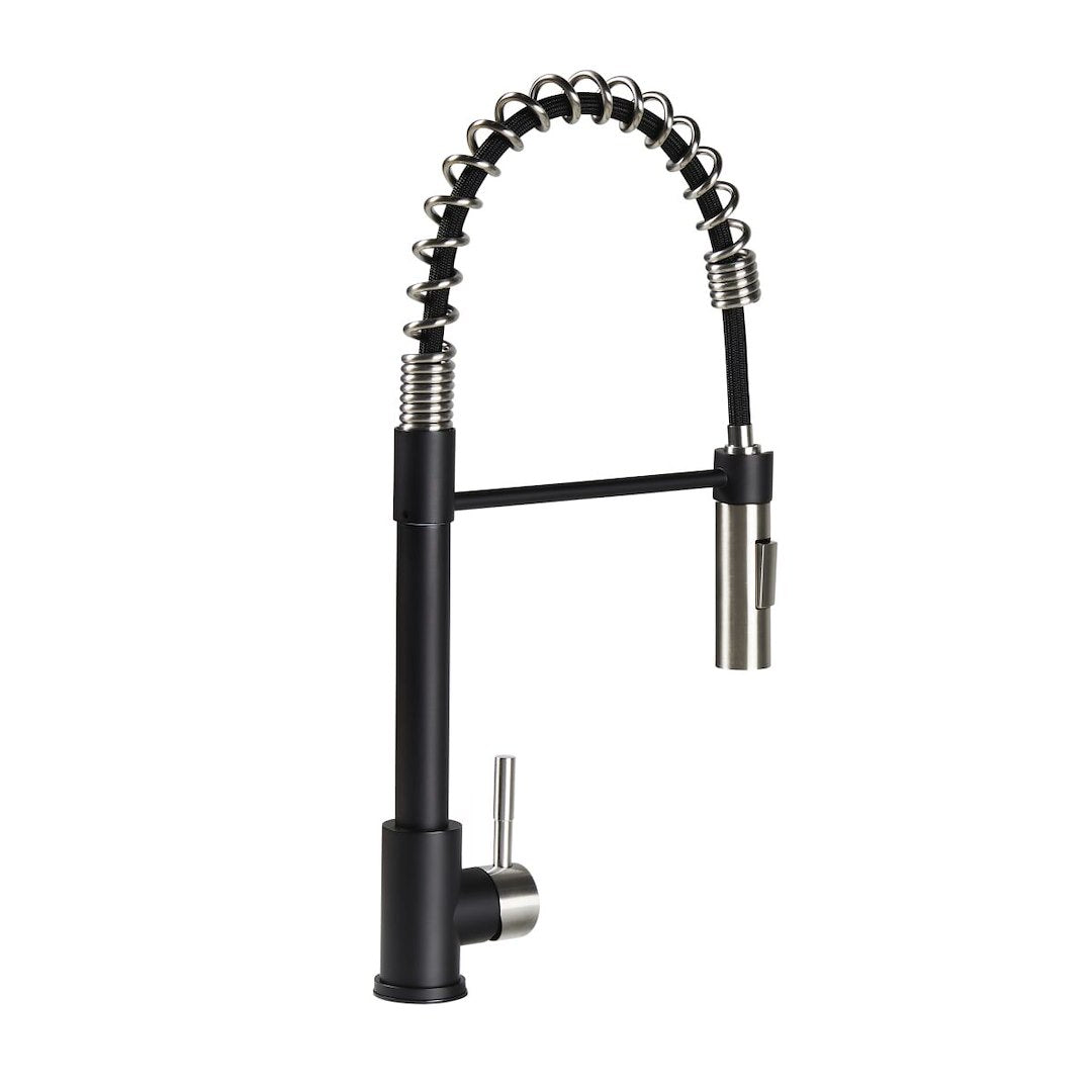 Lippert Comp Coiled Faucet With Toggle 2022109922 - Black SS Pull-Down