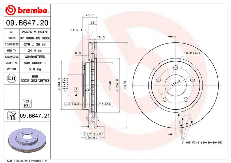 Brembo Components Not Hazardous To Health Brake Rotor 09B64721C02 - Disc