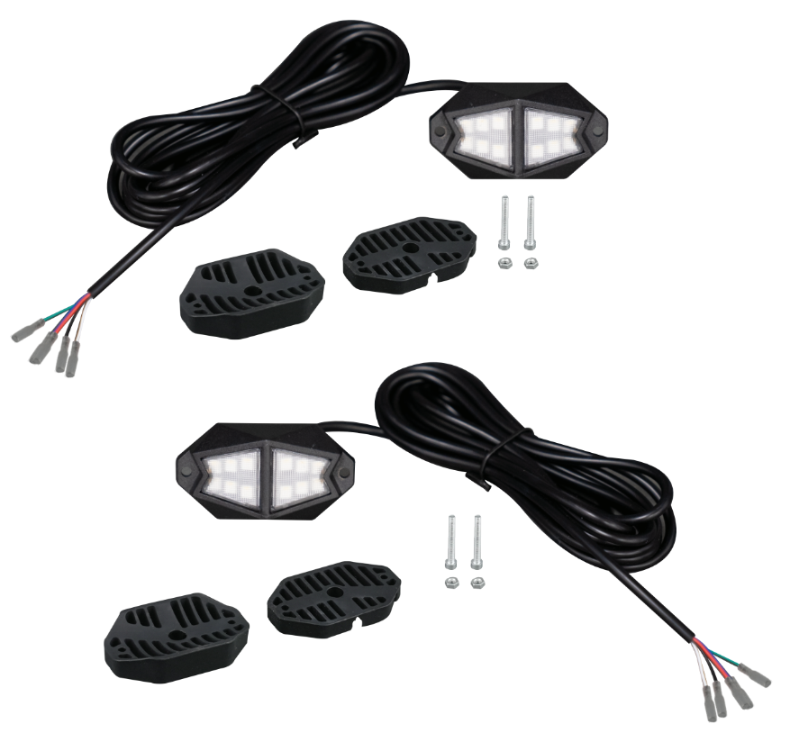 Racesport LT Universal Fitment Underbody Light Kit RSRGBW - 2PC Rgbw Multicolor Rock Syst
