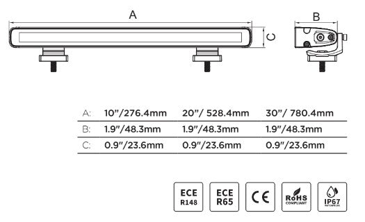 GO Rhino Limited Lifetime Warranty Light Bar 750001014CBS - Flash Series Lights 10 Single MU