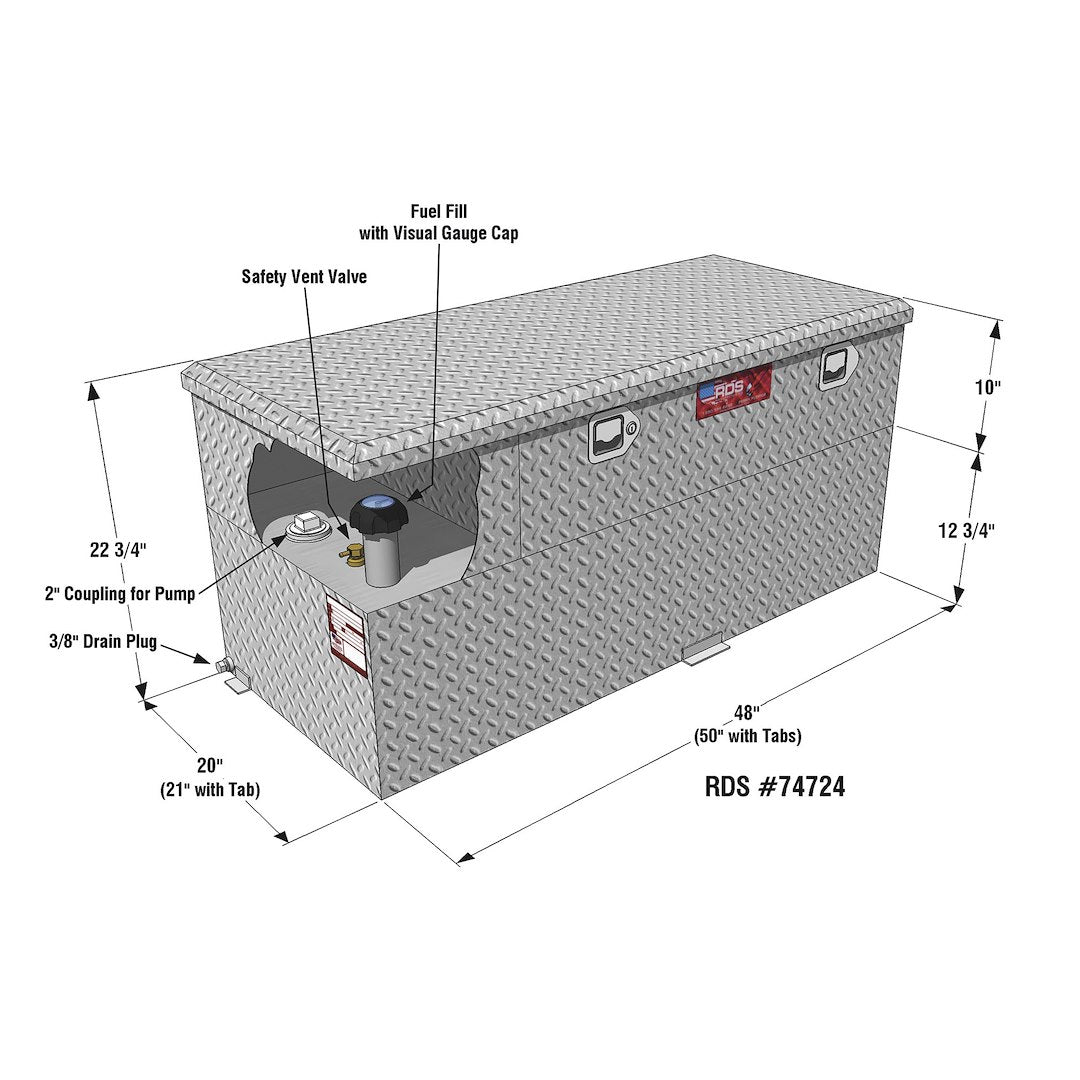 RDS MFG INC Built-In Baffles Reduce Sloshing Liquid Transfer Tank 74724PC - Combo Pump