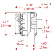 Powermaster One Wire Connection Alternator/ Generator 485503-17.5 - Alt Denso Natural 245A Grv Escal