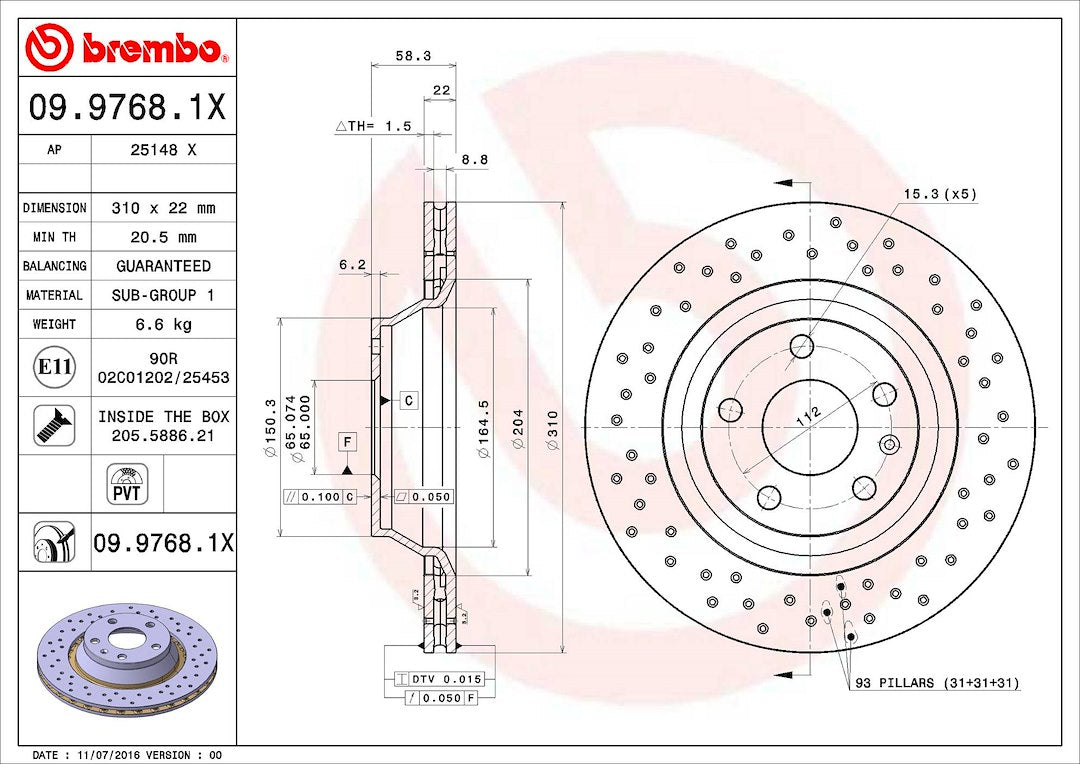 Brembo 0997681XC02 Brake Rotor