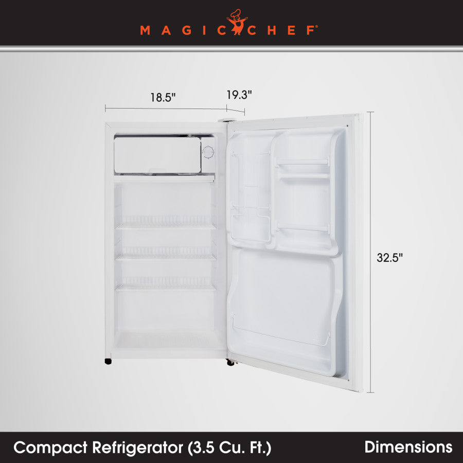 Magic Chef Built-In Can Dispenser Saves Space Refrigerator MCBR350W2 - 3.5 CU FT Manual Defro