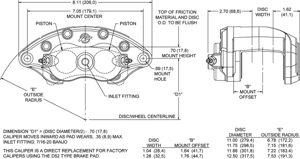 Wilwood No Supplier Warranty Brake Caliper 120-10938-RD - Red Caliper-D52-Red