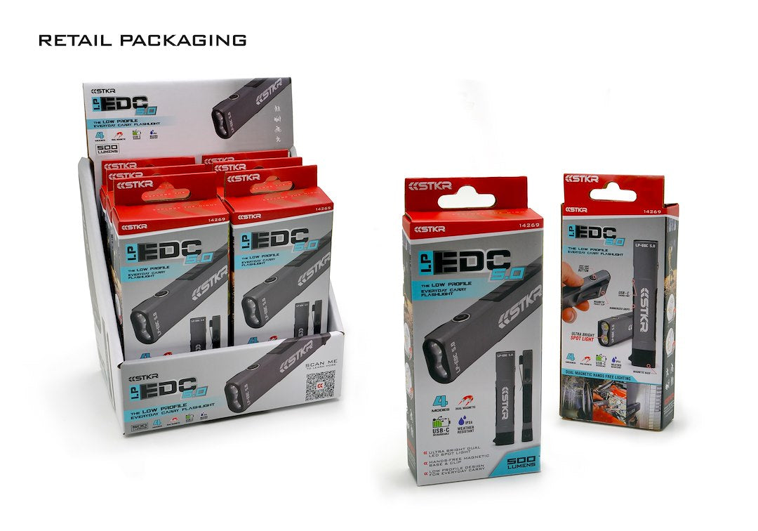STKR Concept Ultra-Thin Low-Profile Design Point Of Purchase Display 14269DD - LP-EDC 5.0 Flashlight 500 Lumen