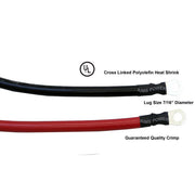 Aims Power Polyvinyl Chloride Flame Retardant Power Inverter Cable CBL08FT1/0 - 8FT 300A Max Bat