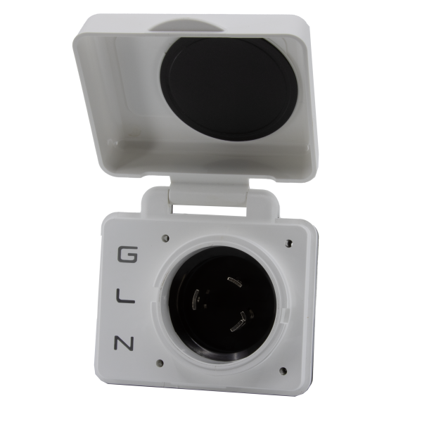 Hughes Auto Features Water Resistant Cover Power Inlet Port SV30API-W - White 30A Smart RV