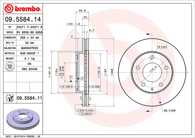 Brembo 09558411C02 Brake Rotor
