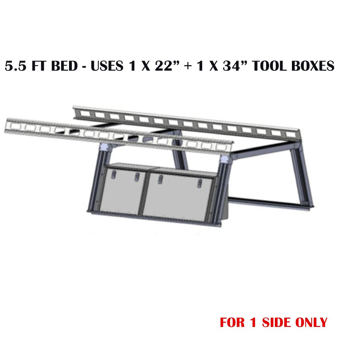 Black Horse No Drilling Required Ladder Rack CSFRHD55TX1 - Base K2 Over Cab Tool Box