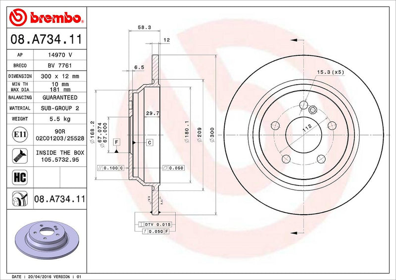 Brembo Components Not Hazardous To Health Brake Rotor 08A73411C02 - Disc