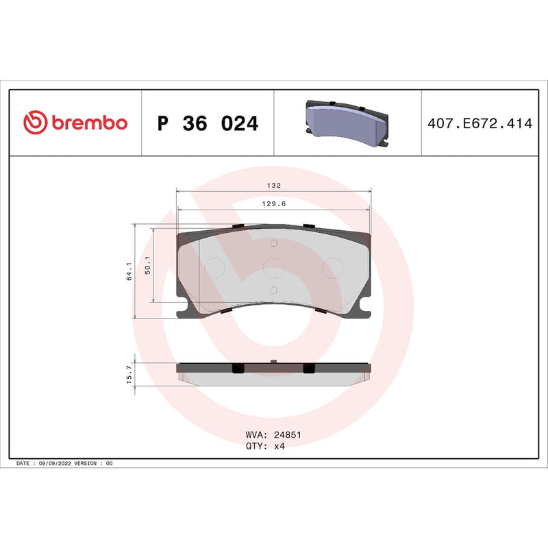 Brembo Premium Low-Met OE Equivalent Pad Brake Pad P36024 - Disc Set