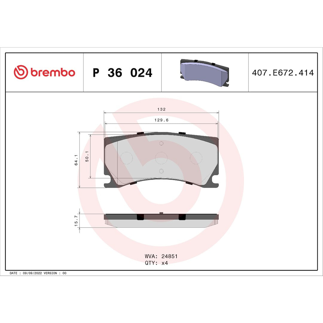 Brembo Premium Low-Met OE Equivalent Pad Brake Pad P36024 - Disc Set