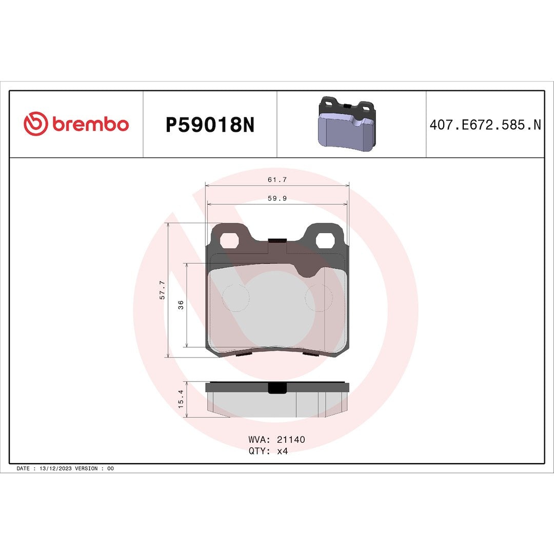 Brembo Premium Low-Met OE Equivalent Pad Brake Pad P59018N - Disc Set