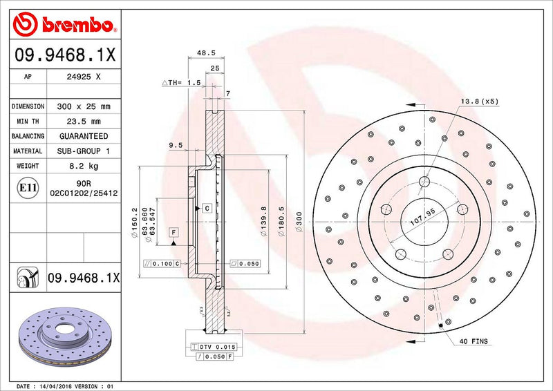 Brembo 0994681XC02 Brake Rotor