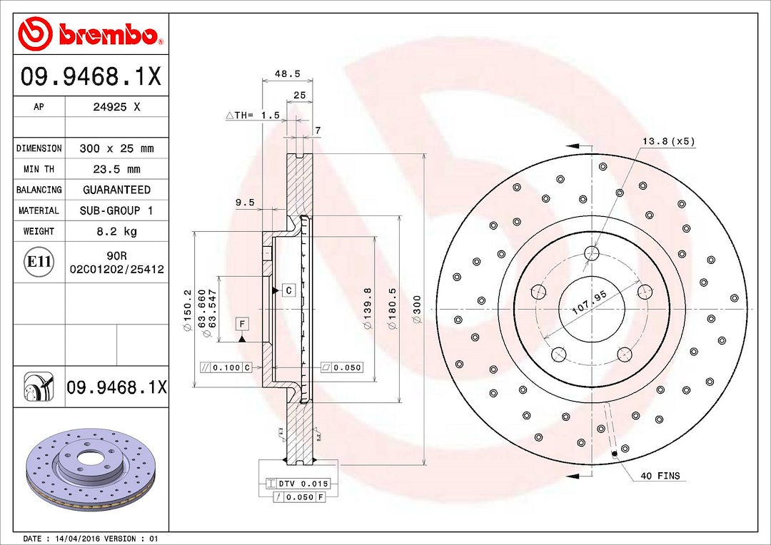 Brembo 0994681XC02 Brake Rotor