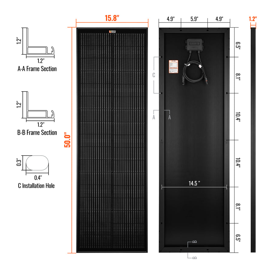 Rich Solar RS-M100SLB Solar Panel - Black