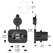 Bulldog Winc Water-Tight Cap With Tether USB Outlet 20287 - Power Socket Dual 5V 1A