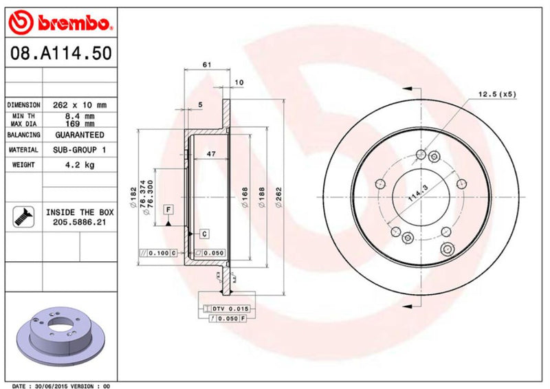 Brembo Components Not Hazardous To Health Brake Rotor 08A11450C02 - Disc