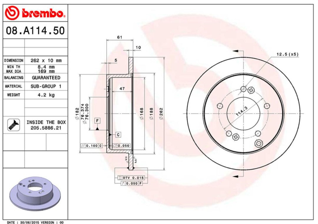 Brembo Components Not Hazardous To Health Brake Rotor 08A11450C02 - Disc