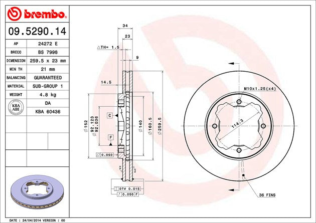 Brembo 09529014C02 Brake Rotor