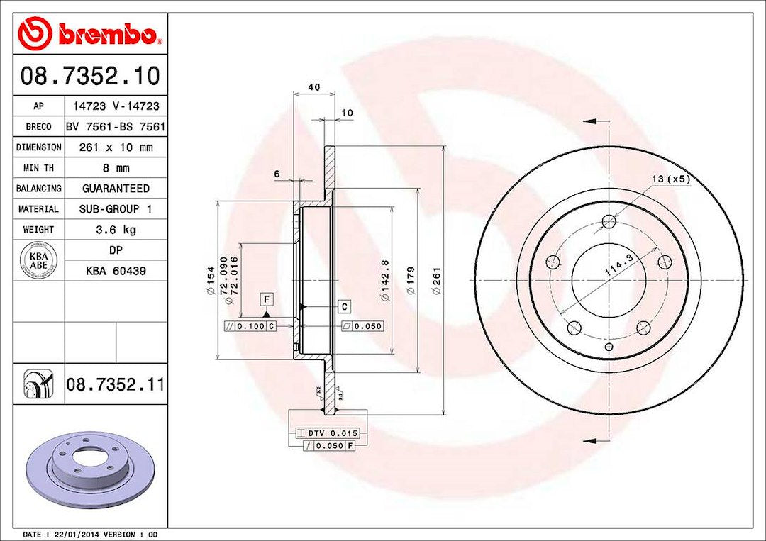 Brembo Components Not Hazardous To Health Brake Rotor 08735211C02 - Disc