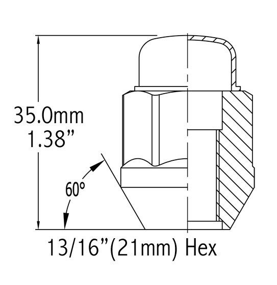 Revolution Ensure Corrosion Resistance Lug Nut 56KX44 - LUG-BLG 13 16-M12 1.25 5LG