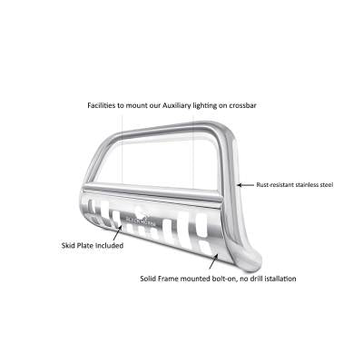 Black Horse Removable Skid Plate Bull Bar CBS-F7602SP - Stainless Steel