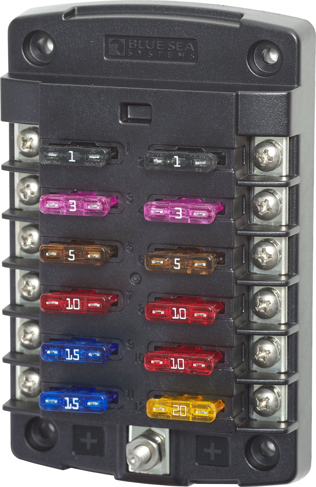 Blue SEA Positive Distribution Bus Fuse Block 5034-BSS - Stblade 12Circ