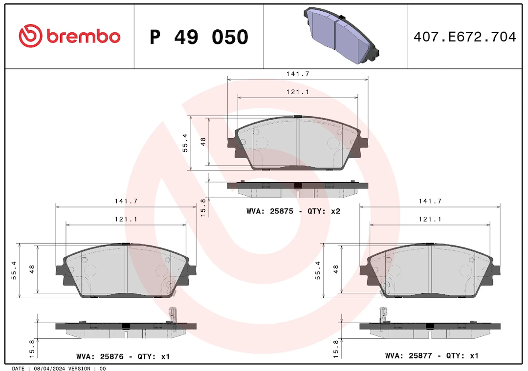 Brembo Premium Low-Met OE Equivalent Pad Brake Pad P49050