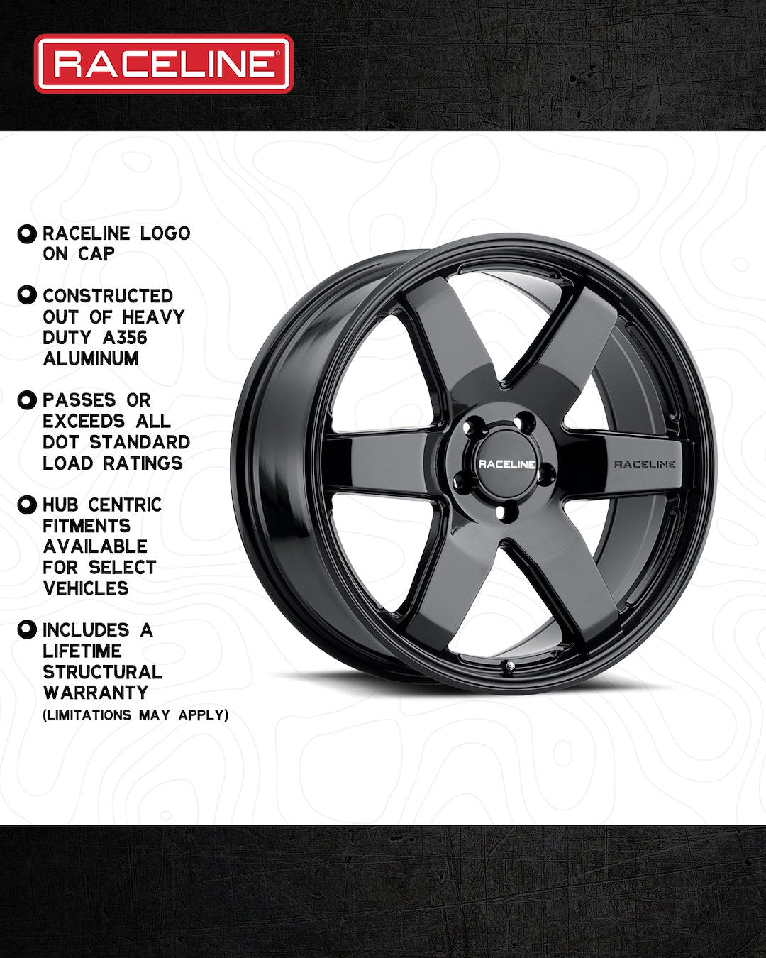 Raceline With Raceline Logo Center Cap Wheel 942B-88062+35 - 942B 18X8 6X120 35MM