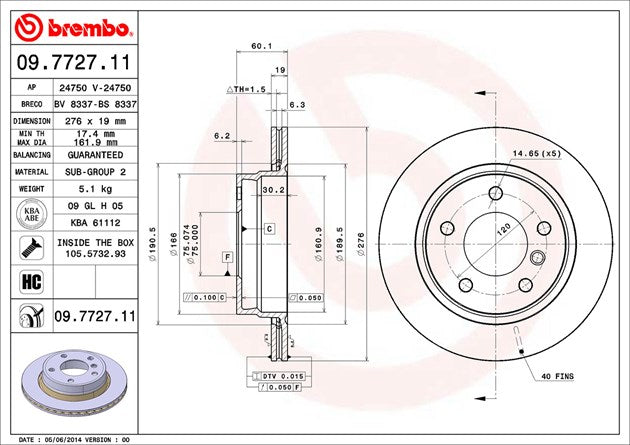 Brembo 09772711C02 Brake Rotor