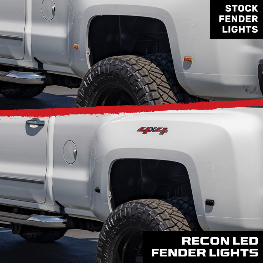 Recon Access SAE Approved Side Marker Light 264138WHBK - Gmc Chevy 15-23 Sierra Silverad