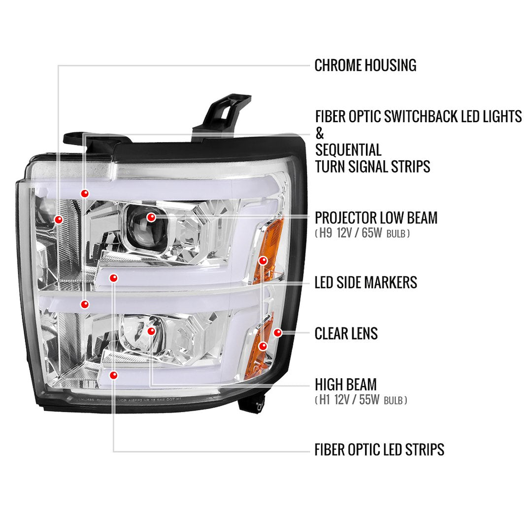 Spec-D Tunin 2LHP-SIV1525-SQ-TM Headlight Assembly