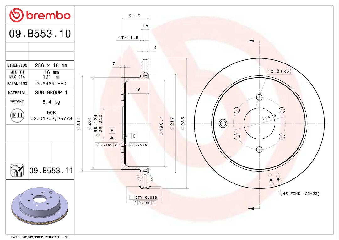 Brembo 09B55310C02 Original Equipment Standard - Brake Disc