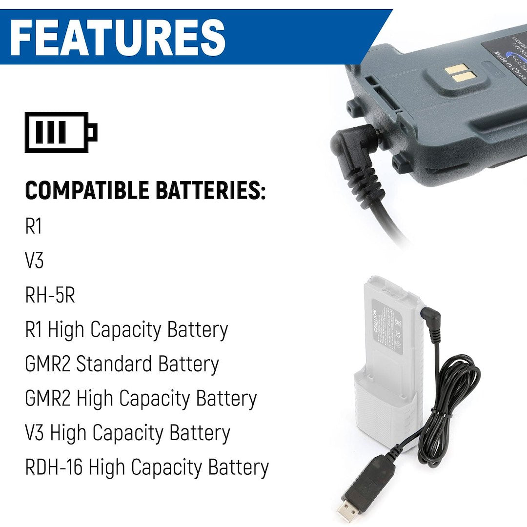 Rugged Radio Easy To Use HAM Radio Battery Charger USB-BAT-RH - Usb Charging Cable R1 V3 GM
