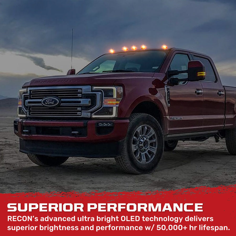 Recon Access SAE And Dot-Compliant Roof Marker Light 264343Bkhpam - Ford 17-22 Superduty 5-Piece Set