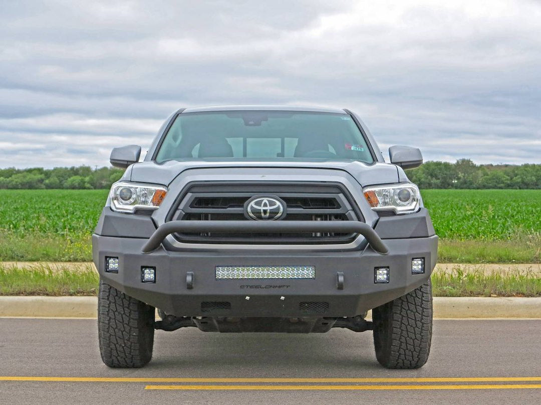 Steelcraft Convenient D-Ring Shackle Mounts Bumper 71-13420HP - Black 16-23 Tacoma Textured Fortis