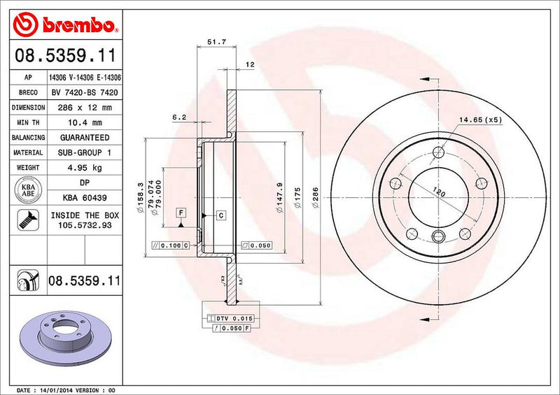 Brembo Components Not Hazardous To Health Brake Rotor 08535911C02 - Disc